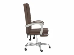 Silla de oficina reclinable cuero sintético marrón Silla De Oficina
