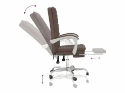 Silla de oficina reclinable cuero sintético marrón Silla De Oficina