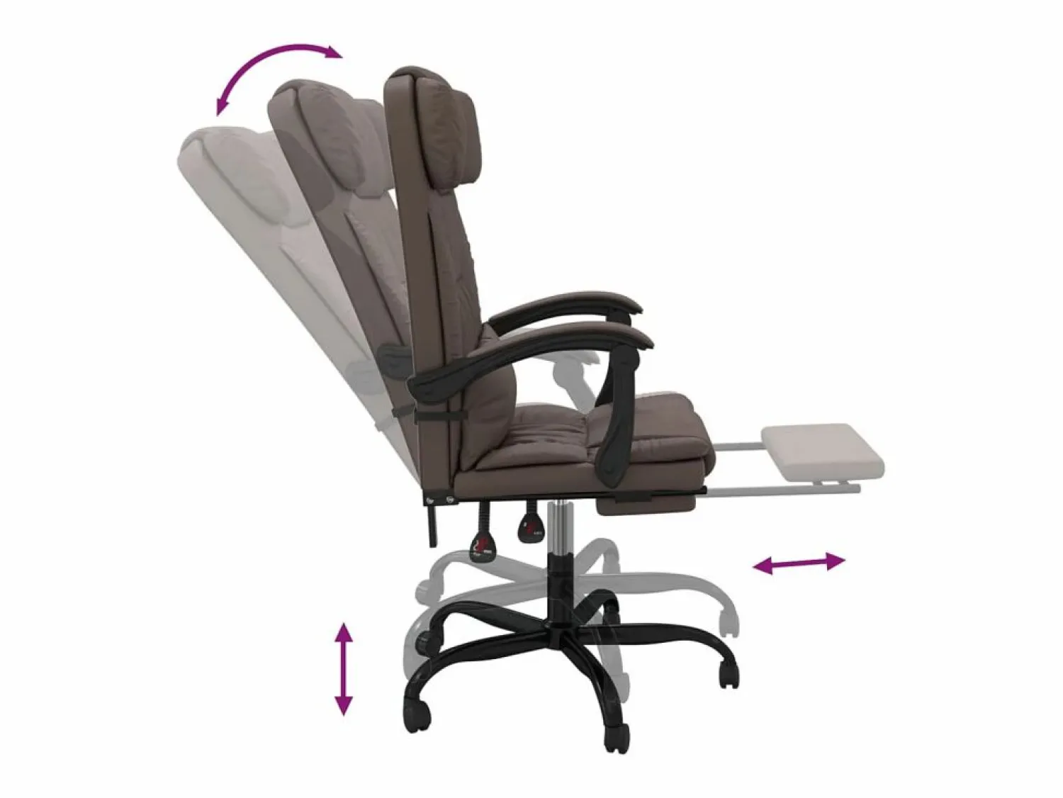 Clicnbuy Silla de oficina reclinable cuero sintético marrón