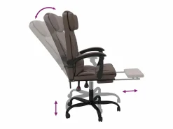 Clicnbuy Silla de oficina reclinable cuero sintético marrón