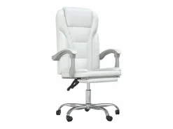 Clicnbuy Silla de oficina reclinable cuero sintético Blanco