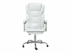 Clicnbuy Silla de oficina reclinable cuero sintético Blanco
