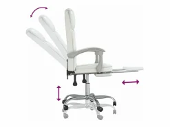 Clicnbuy Silla de oficina reclinable cuero sintético Blanco