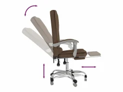 Online Clicnbuy Silla de oficina reclinable con masaje de tela marrón Marru00f3n