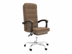 Discount Clicnbuy Silla de oficina reclinable de tela marrón Marru00f3n