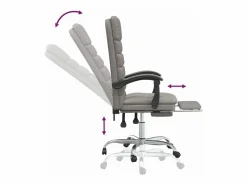 Discount Clicnbuy Silla de oficina reclinable con masaje tela gris taupé Topo