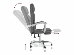 New Clicnbuy Silla de oficina reclinable cuero sintético Gris