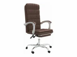 Clicnbuy Silla de oficina reclinable cuero sintético marrón
