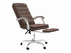 Clicnbuy Silla de oficina reclinable cuero sintético marrón