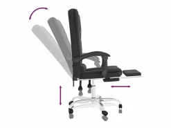 Clicnbuy Silla de oficina reclinable masaje cuero sintético