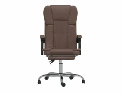 Clearance Clicnbuy Silla de oficina reclinable cuero sintético marrón Marru00f3n