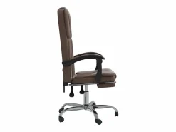 Clearance Clicnbuy Silla de oficina reclinable cuero sintético marrón Marru00f3n