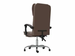 Clearance Clicnbuy Silla de oficina reclinable cuero sintético marrón Marru00f3n