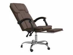 Clearance Clicnbuy Silla de oficina reclinable cuero sintético marrón Marru00f3n