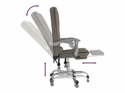 Online Clicnbuy Silla de oficina reclinable con masaje tela gris taupé Topo