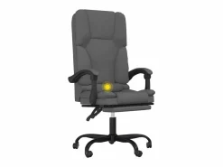 Clicnbuy Silla de oficina reclinable con masaje de tela oscuro Gris