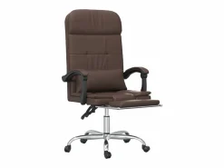 Outlet Clicnbuy Silla de oficina reclinable masaje cuero sintético marrón Marru00f3n