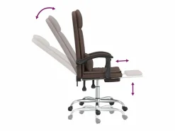 Outlet Clicnbuy Silla de oficina reclinable masaje cuero sintético marrón Marru00f3n