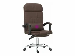Outlet Clicnbuy Silla de oficina reclinable masaje cuero sintético marrón Marru00f3n