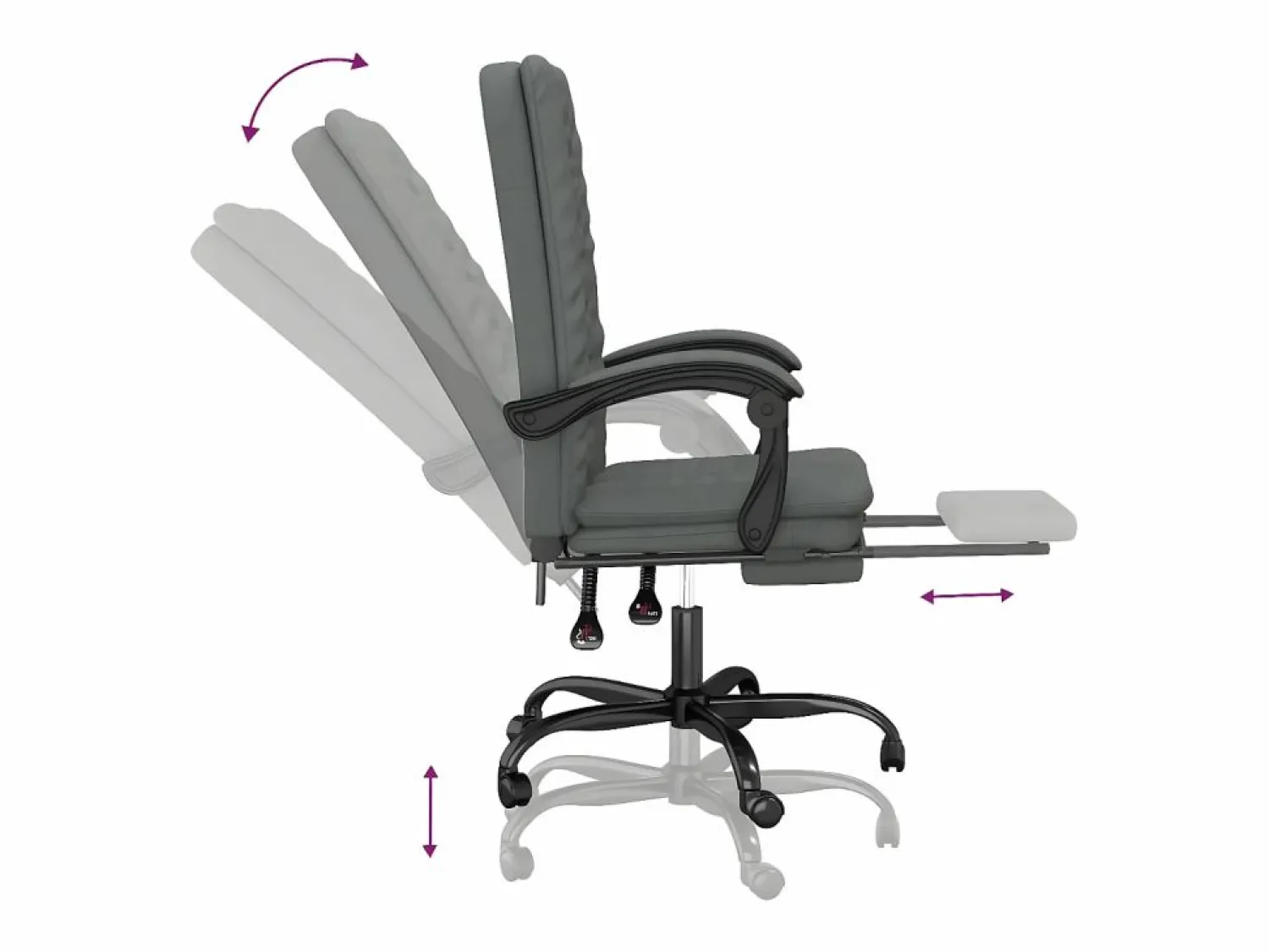 Clicnbuy Silla de oficina reclinable de tela oscuro Gris