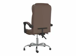 Clicnbuy Silla de oficina reclinable cuero sintético marrón
