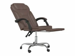 Clicnbuy Silla de oficina reclinable cuero sintético marrón