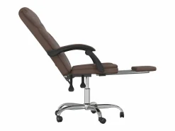Clicnbuy Silla de oficina reclinable cuero sintético marrón