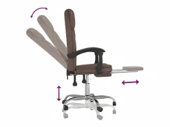 Clicnbuy Silla de oficina reclinable cuero sintético marrón