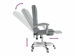 Hot Silla de oficina reclinable con masaje de tela claro Silla De Oficina