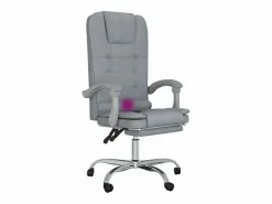 Hot Silla de oficina reclinable con masaje de tela claro Silla De Oficina