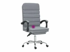 Outlet Silla de oficina reclinable con masaje de tela claro Silla De Oficina