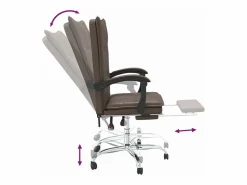 Sale Clicnbuy Silla de oficina reclinable cuero sintético marrón Marru00f3n