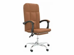 Clicnbuy Silla de oficina reclinable cuero sintético marrón