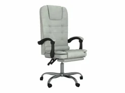 Clicnbuy Silla de oficina reclinable con masaje terciopelo claro