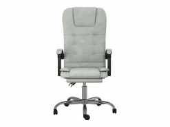Clicnbuy Silla de oficina reclinable con masaje terciopelo claro