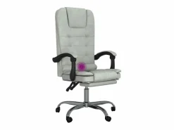 Clicnbuy Silla de oficina reclinable con masaje terciopelo claro