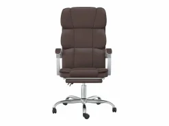 Clicnbuy Silla de oficina reclinable cuero sintético marrón
