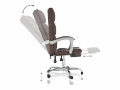 Clicnbuy Silla de oficina reclinable cuero sintético marrón