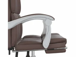 Clicnbuy Silla de oficina reclinable cuero sintético marrón