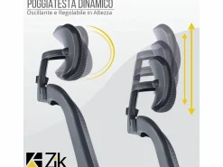 Online Silla de oficina Silla ergonómica Soporte lumbar con reposabrazos y reposacabezas oscilante Negro