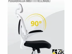 Best Silla de oficina Silla ergonómica Soporte lumbar con reposabrazos y reposacabezas oscilante, y gris - ZIK Silla De Oficina