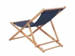 Silla de playa plegable de tela y estructura de madera ES57074 Azul