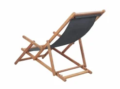 Hot Silla de playa plegable de tela y estructura de madera ES48895 Tumbona