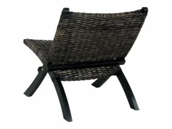 Clicnbuy Silla de ratán kubu natural y madera maciza de caoba