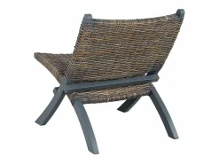 Discount vidaxl Silla de ratán kubu natural y madera maciza de caoba Gris