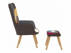 Sale Silla de relajación con reposapiés tela patchwork Sillón