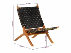 vidaxl Silla de relax plegable cuero auténtico