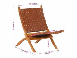 Discount Silla de relax plegable cuero auténtico marrón Sillón De Piel