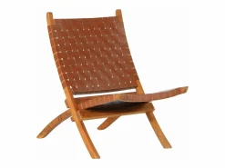 Discount Silla de relax plegable cuero auténtico marrón Sillón De Piel