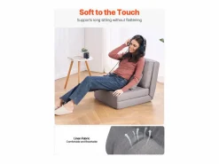 Silla de Suelo SucceBuy Silla de Suelo Convertible con 5 Posiciones Ajustables, Sofá Cama Tapizado con Respaldo Ajustable, Estructura de Metal y Cojín